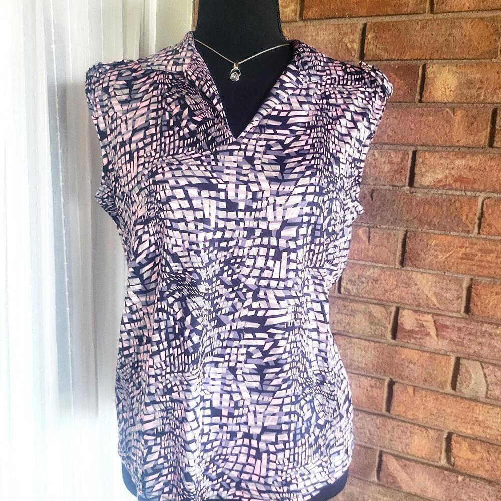 Sport Haley Women's Sleeveless Golf Polo Multi Color Abstract Print - Size S